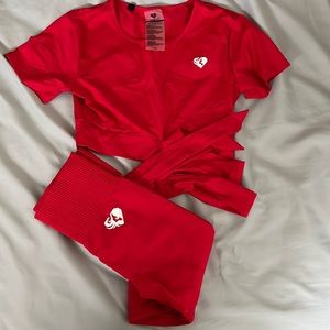 Women’s Best Power Seamless Red crop top/ Seamless Leggings Set